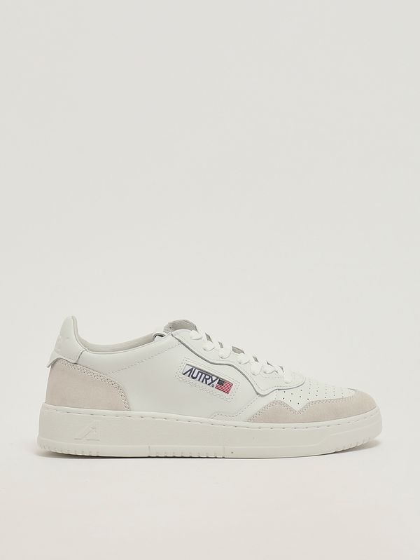 Sneakers uomo Medalist Low in pelle liscia e suede Bianco-Beige Autry