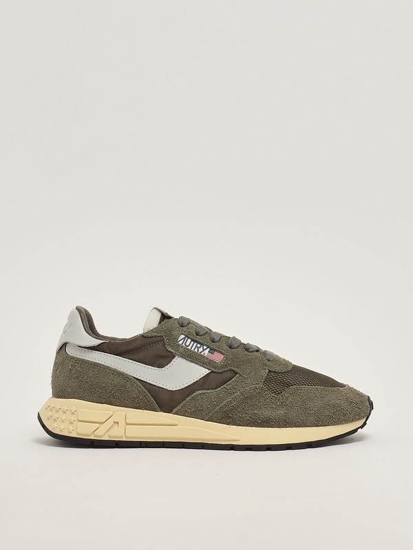 Sneakers uomo Reelwind Low in nylon, suede e pelle liscia Oliva Scuro Autry