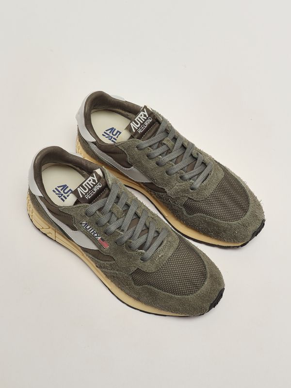 2. Sneakers uomo Reelwind Low in nylon, suede e pelle liscia Oliva Scuro Autry wwlmut52