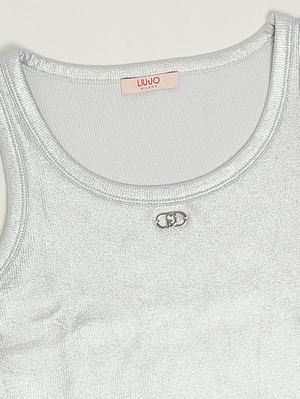 3. Girls' stretch cotton-blend top Silver