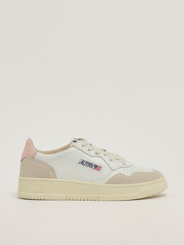 Sneakers donna Medalist Low in pelle liscia e suede White-Powder Pink Autry