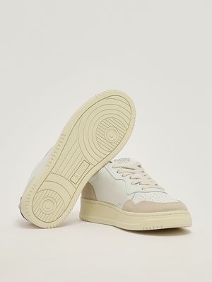 4. Sneakers donna Medalist Low in pelle liscia e suede White-Gold