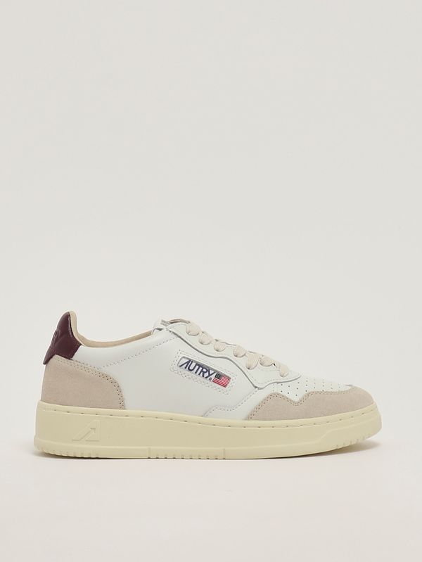 Sneakers donna Medalist Low in pelle liscia e suede White-Fig Autry