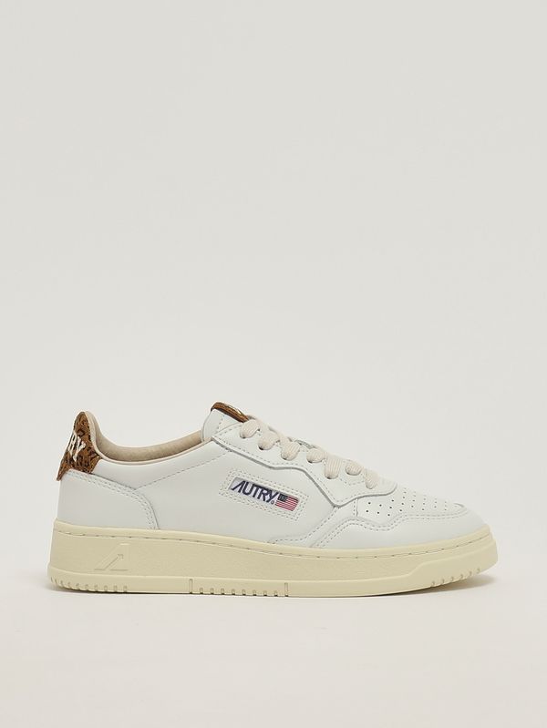 Sneakers donna Medalist Low in pelle White-Leopard Autry