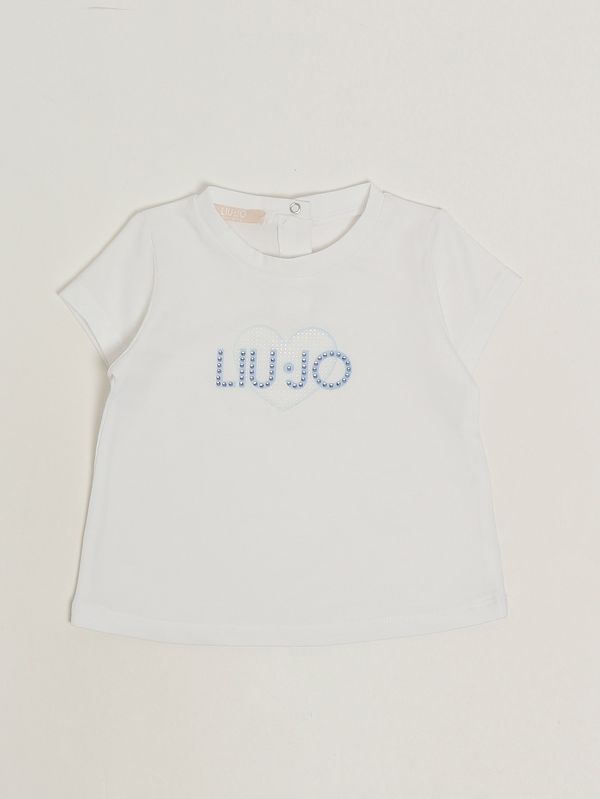 1. T-shirt neonata in cotone stretch Bianco Liu Jo ha6062js003