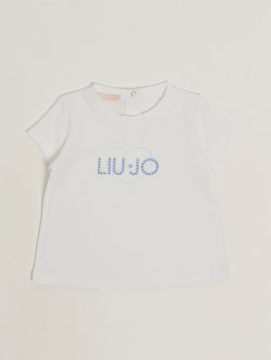 1. Camiseta de algodón elástico para bebé niña Blanco