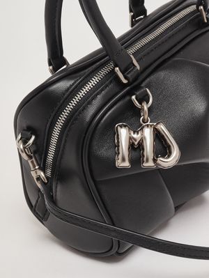 5. The Micro Bauletto Leather Mini Bag with Draped Detail Black
