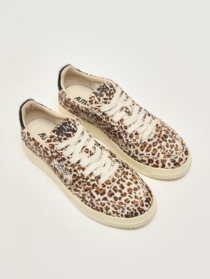 2. Medalist Low Damen-Sneaker aus Leder Leopard-Black
