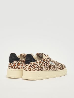 3. Medalist Low Damen-Sneaker aus Leder Leopard-Black