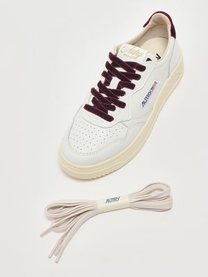 5. Medalist Low Damen-Sneaker aus Leder und Samt White-Fig