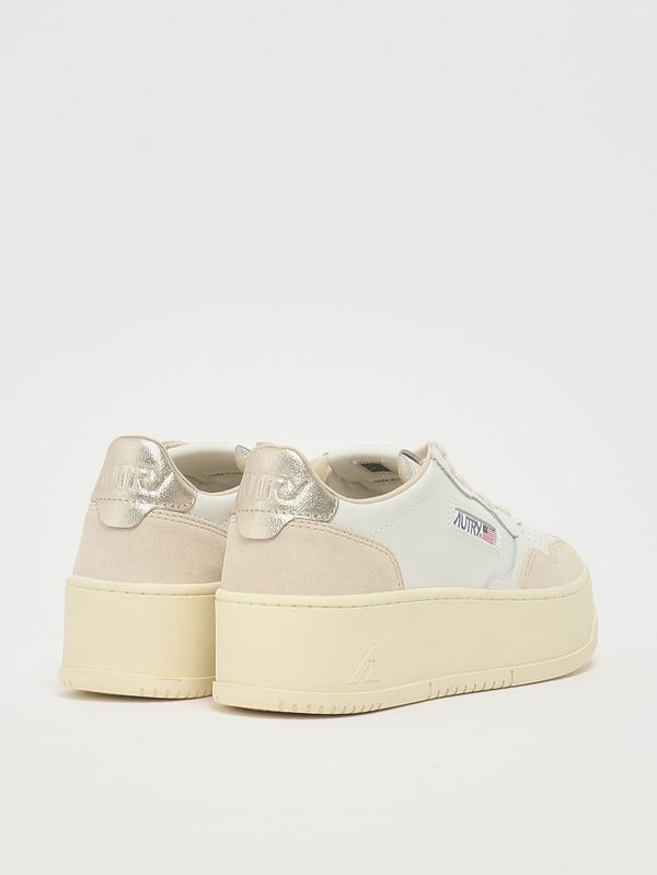 3. Sneakers donna Platform Low in pelle White-Platinum Autry ptlwls01