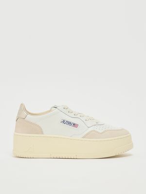 1. Sneakers donna Platform Low in pelle White-Platinum
