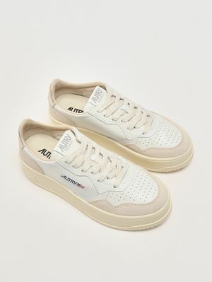 2. Sneakers donna Platform Low in pelle White-Platinum
