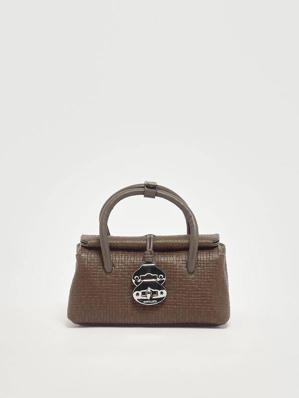 1. Dotta Cestaia Baby bag in woven leather Grey Ostia Antica Zanellato 0687502330000 b