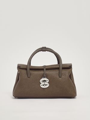 1. Borsa donna Dotta Cestaia S in pelle intrecciata Grey Ostia Antica