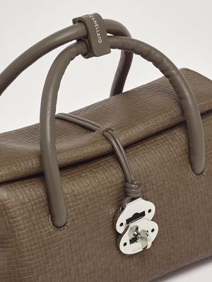 5. Borsa donna Dotta Cestaia S in pelle intrecciata Grey Ostia Antica