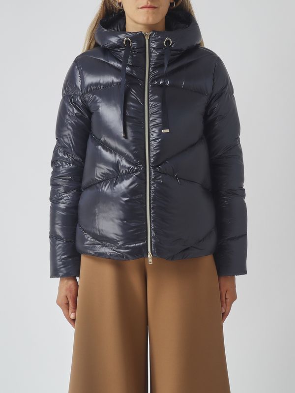 Herno Women's quilted hooded jacket - Navy Blue | Caposerio.com