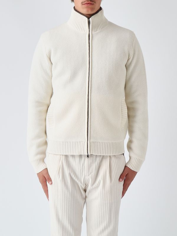 Herno Men's wool cardigan - White | Caposerio.com