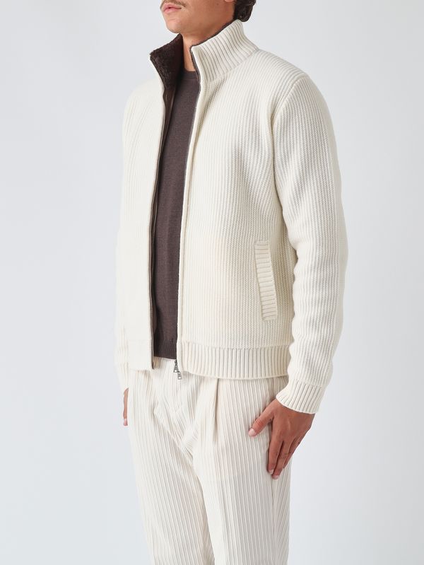 Herno Men's wool cardigan - White | Caposerio.com
