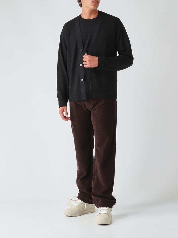 トップス 90's EMPORIO ARMANI Black Wool Cardigan Emporio Armani Men's wool cardigan - Black | Caposerio.com