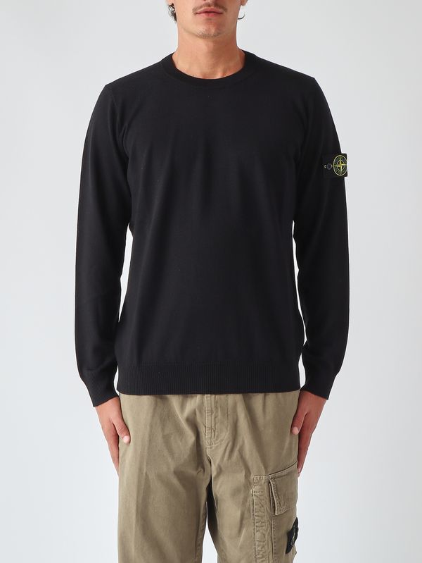 Stone Island Men's lightweight pure RWS wool sweater - Black