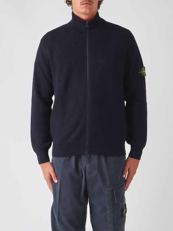 STONE  ブラック ジップハイネックニット Stone Island Men's RWS virgin wool turtleneck - Black | Caposerio.com