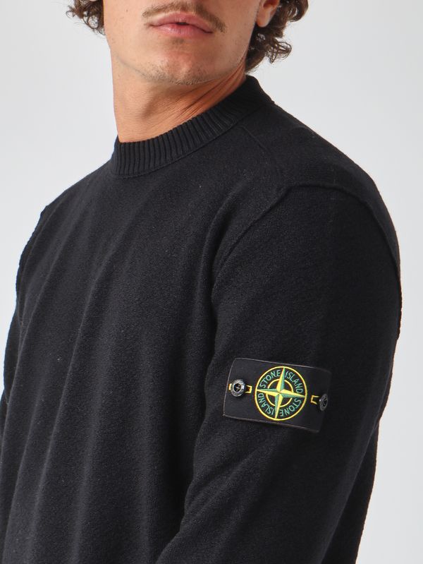 Stone Island Men's virgin wool sweater - Black | Caposerio.com