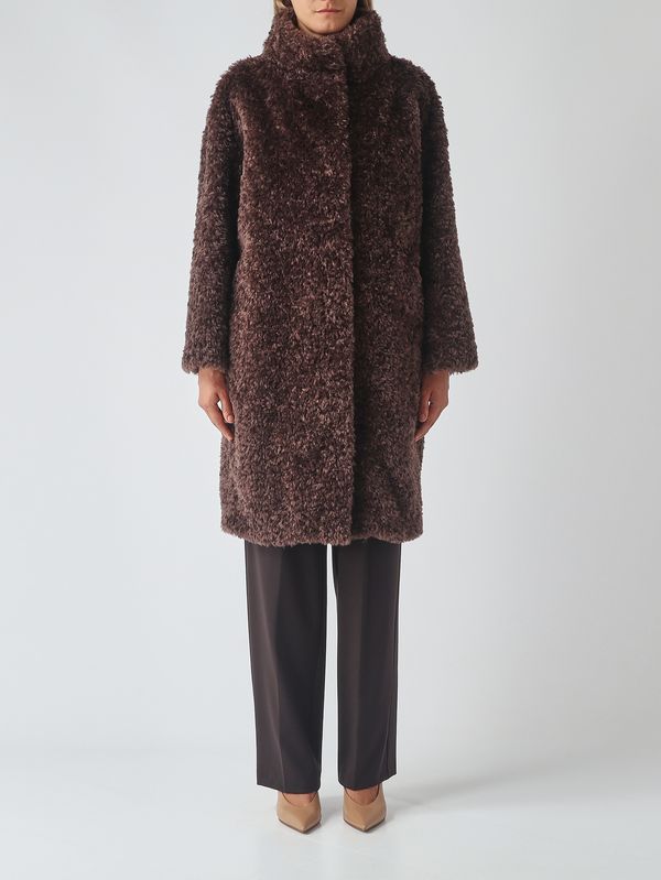 Herno Women's curly faux fur jacket - Dark Chocolate | Caposerio.com