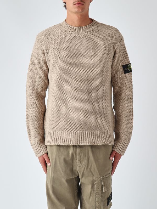 Stone Island Men's wool-blend sweater - Biscuit Melange Stone Island Men's wool-blend sweater - Biscuit Melange