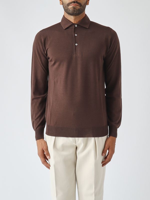 Filippo de Laurentiis Men's cotton crepe polo shirt - Cobalt