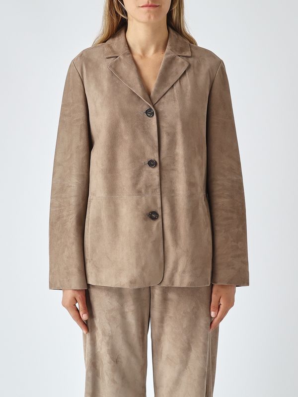S Max Mara Smmancora women's leather jacket - Taupe | Caposerio.com