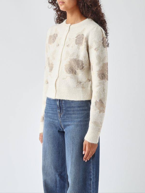 Twinset Women's cropped alpaca-blend cardigan with floral pattern