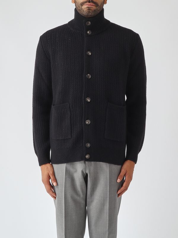 Emporio Armani Men's wool cardigan - Black | Caposerio.com